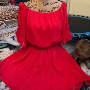 Endless Rose Red Off-Shoulder Midi Dress